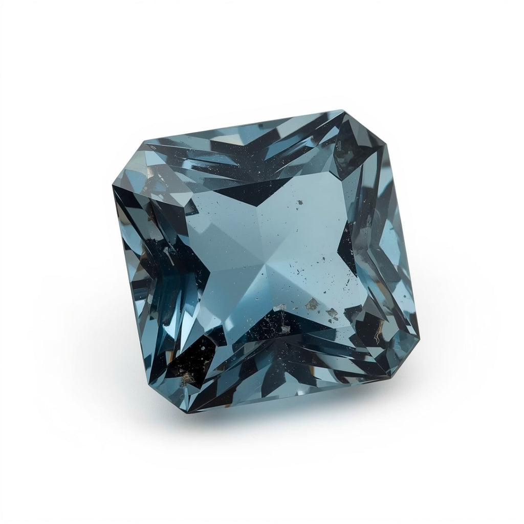 Swiss Blue Topaz 1PC Chunky 14x14 MM Square Faceted Blue Genuine Semi Precious Loose Gems