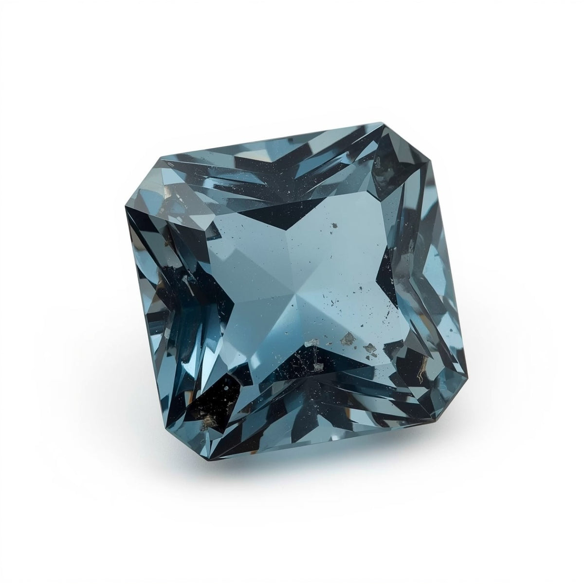 Swiss Blue Topaz 1PC Chunky 14x14 MM Square Faceted Blue Genuine Semi Precious Loose Gems