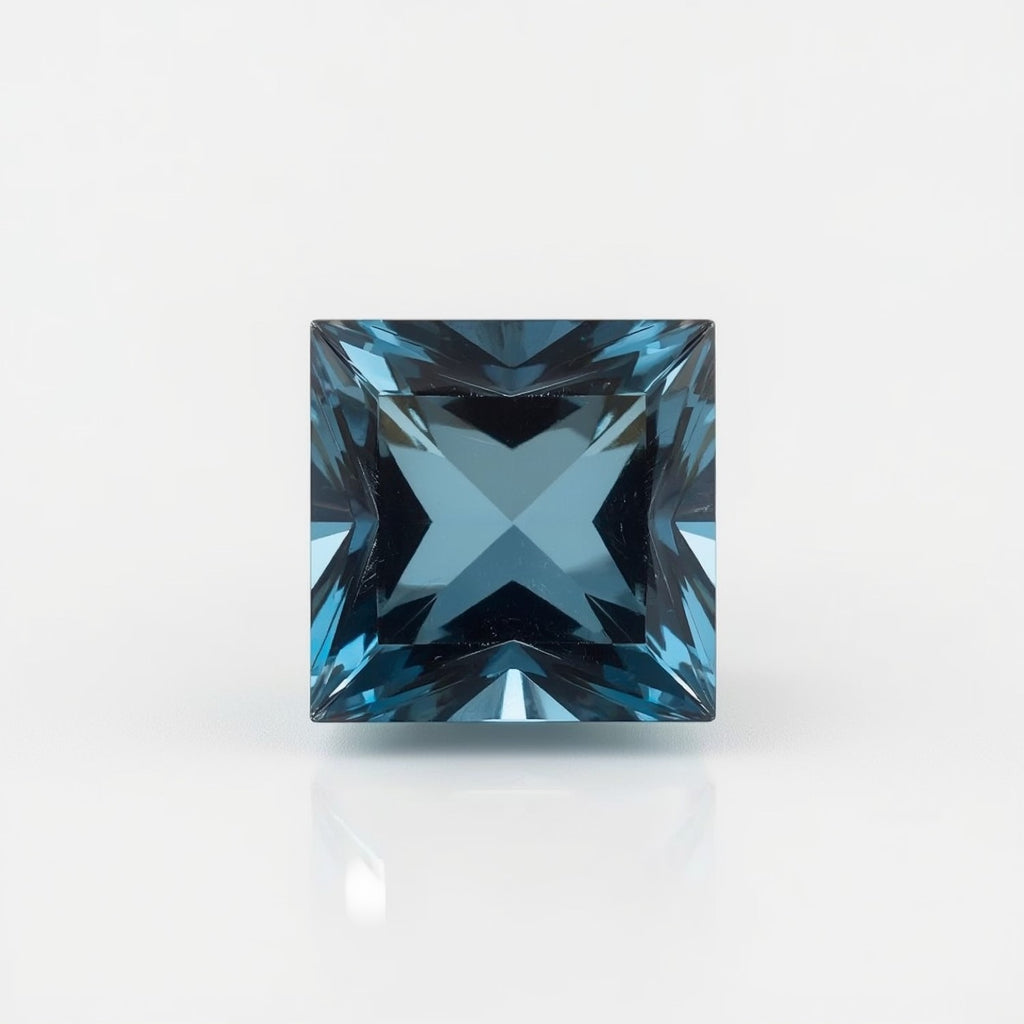 Swiss Blue Topaz 1PC Tiny 5x5 MM Square Faceted Blue Sparkling Semi Precious Gems