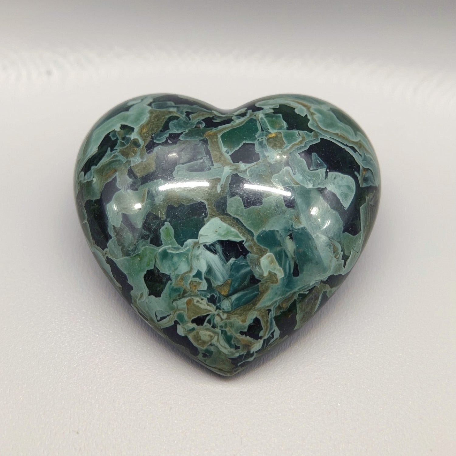 Serpentine 1PC Large 11x11 MM Heart Cabochon Green Luster semi Precious Precious Gemstone メイン画像