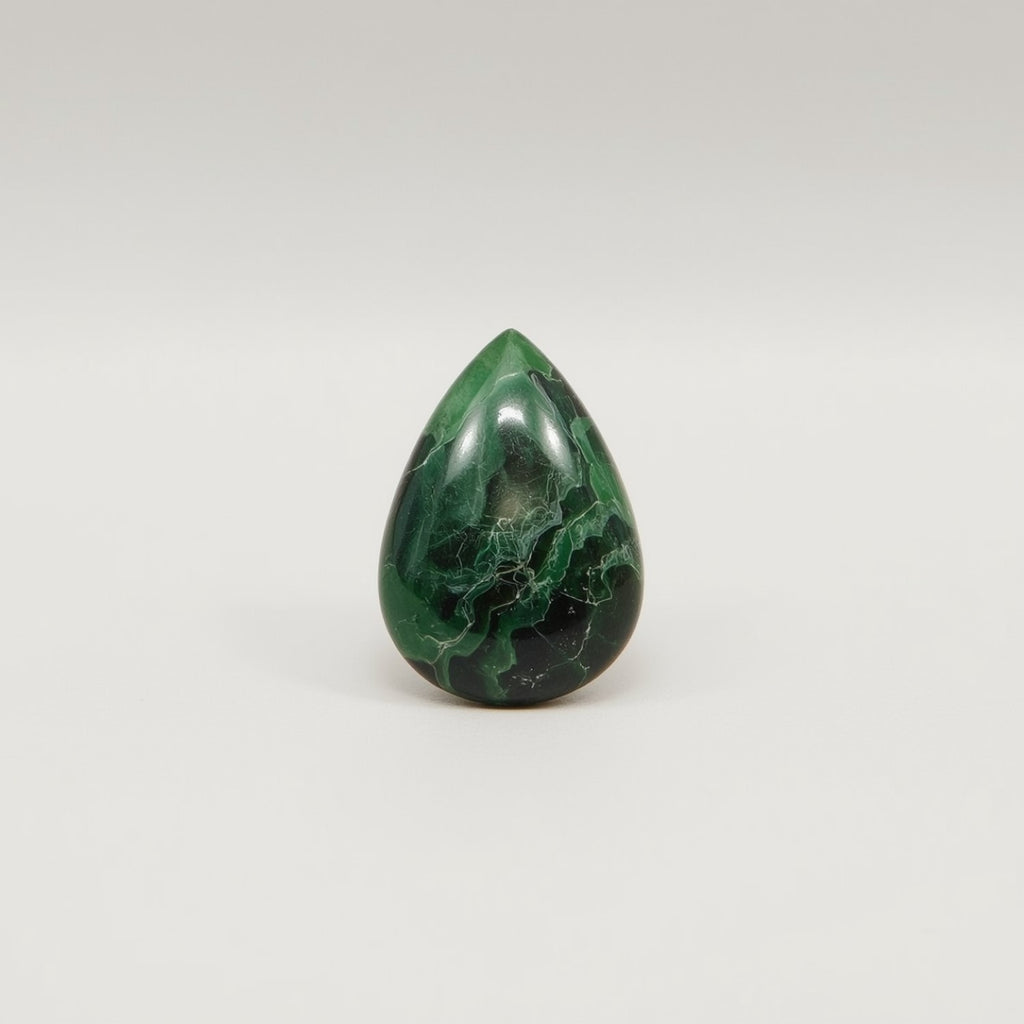 Serpentine 1PC Tiny 5x7 MM Pear Cabochon Green Luster semi Precious Loose Gemstones