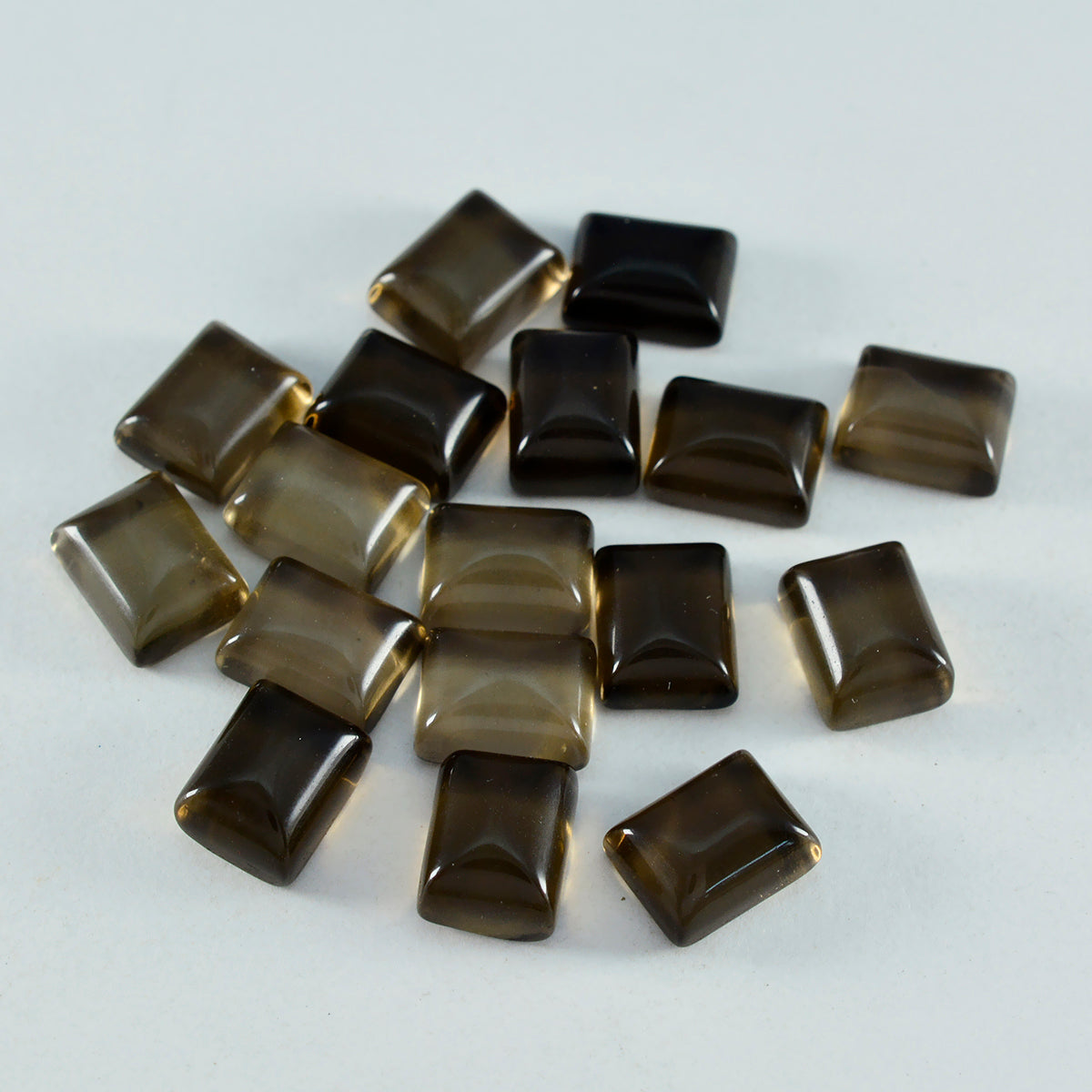 Smoky Quartz 1PC Small 6x8 MM Emerald Cabochon Brown Shine semi Precious Loose Gems