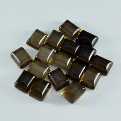 Smoky Quartz 1PC Small 7x9 MM Emerald Cabochon Brown High Quality semi Precious Loose Gemstones