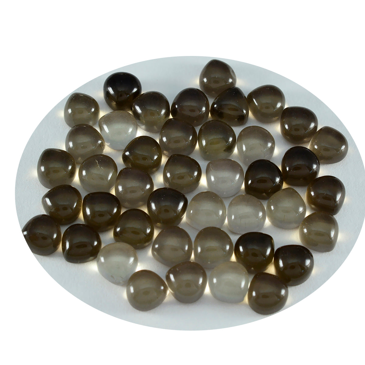 Smoky Quartz 10PC Tiny 4x4 MM Heart Cabochon Brown Shine semi Precious Loose Gems