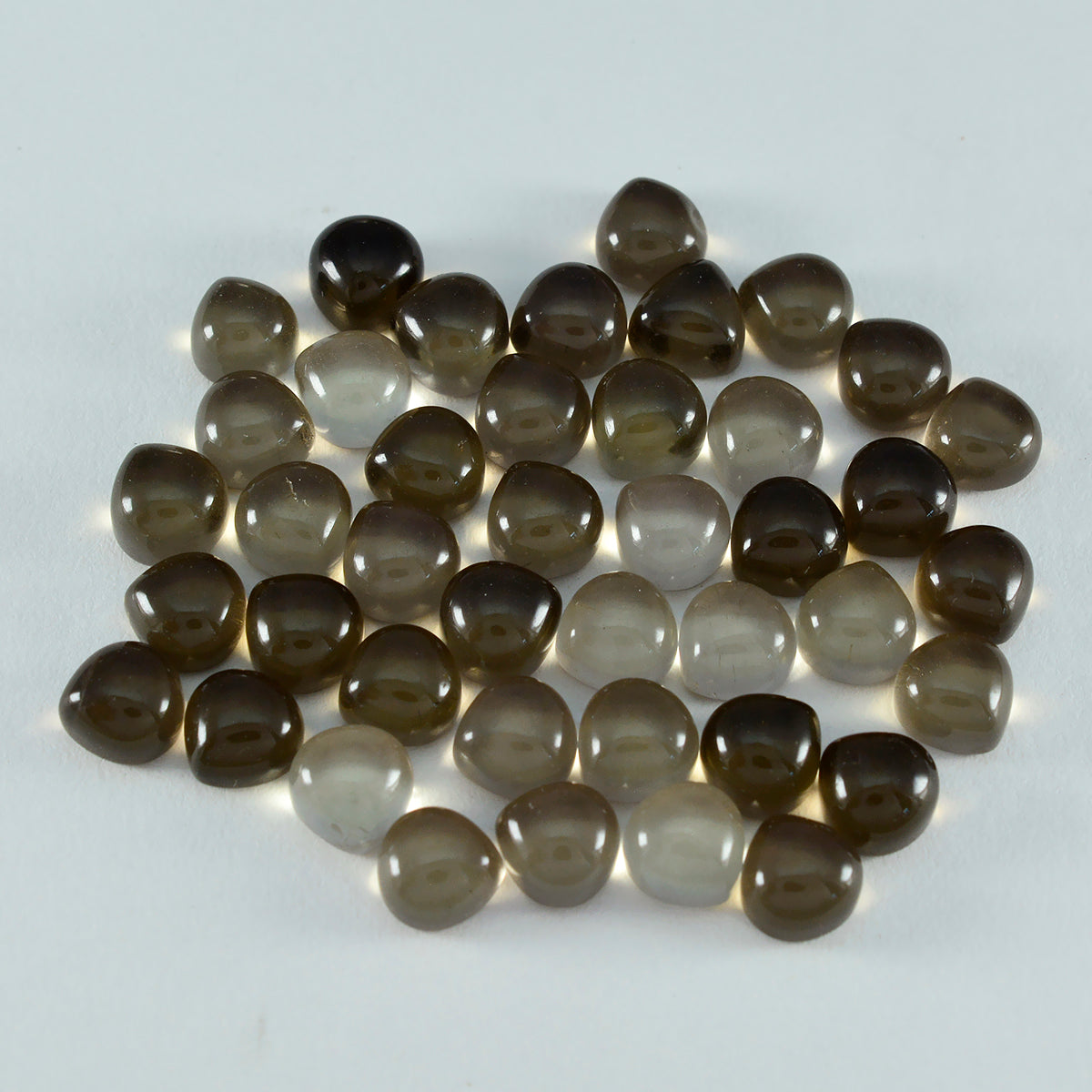 Smoky Quartz 10PC Tiny 4x4 MM Heart Cabochon Brown Shine semi Precious Loose Gems