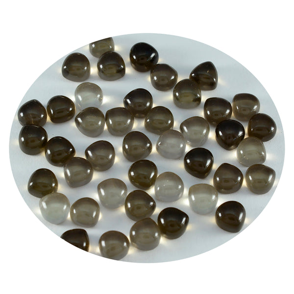 Smoky Quartz 10PC Tiny 5x5 MM Heart Cabochon Brown Fine semi Precious Loose Gemstone