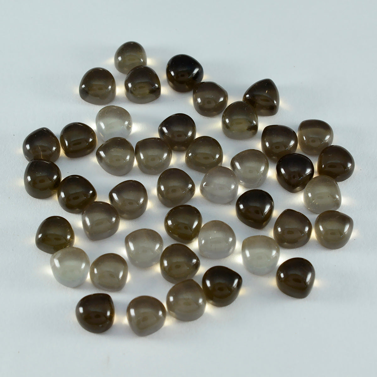 Smoky Quartz 10PC Tiny 3x3 MM Heart Cabochon Brown Lustrous semi Precious Gems
