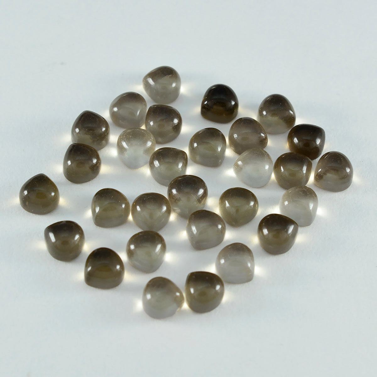 Smoky Quartz 10PC Tiny 5x5 MM Heart Cabochon Brown Fine semi Precious Loose Gemstone