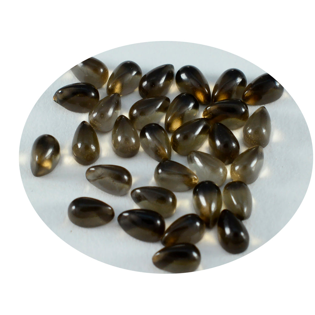 Smoky Quartz 10PC Tiny 3x5 MM Pear Cabochon Brown Fiery semi Precious Gems