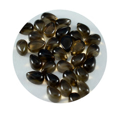 Smoky Quartz 1PC Tiny 5x7 MM Pear Cabochon Brown Sparkling semi Precious Loose Gemstone