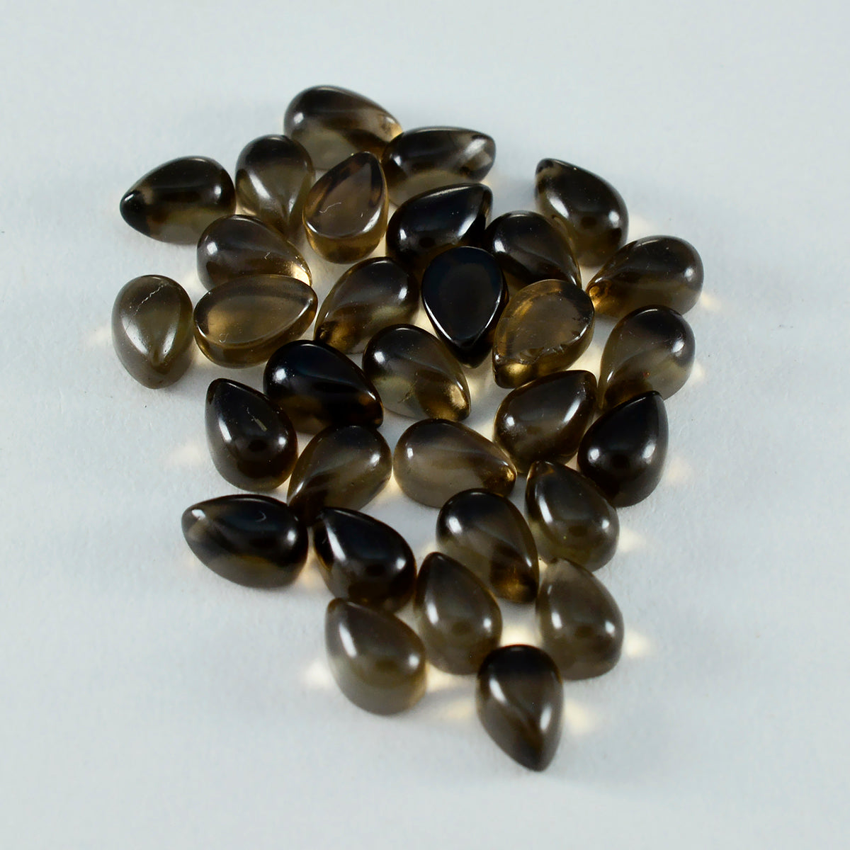 Smoky Quartz 1PC Tiny 5x7 MM Pear Cabochon Brown Sparkling semi Precious Loose Gemstone