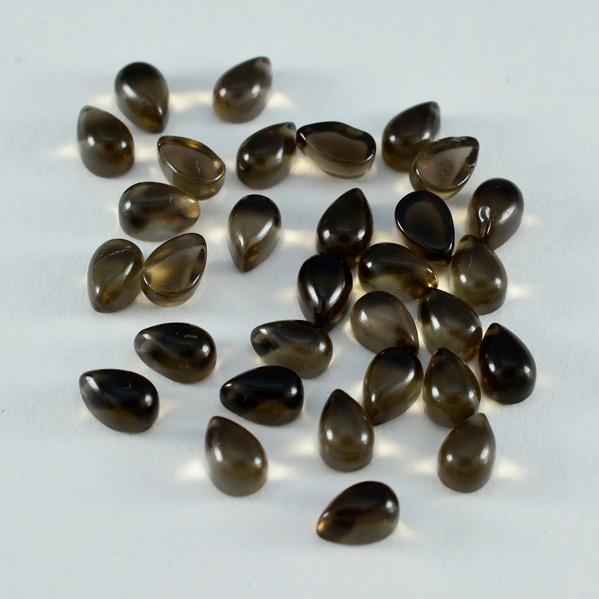 Smoky Quartz 1PC Tiny 5x7 MM Pear Cabochon Brown Sparkling semi Precious Loose Gemstone