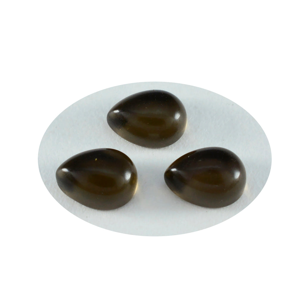 Smoky Quartz 1PC Small 6x8 MM Pear Cabochon Brown Polished semi Precious Loose Gemstones