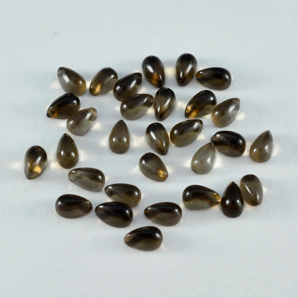 Smoky Quartz 10PC Tiny 3x5 MM Pear Cabochon Brown Fiery semi Precious Gems Hoofdafbeelding