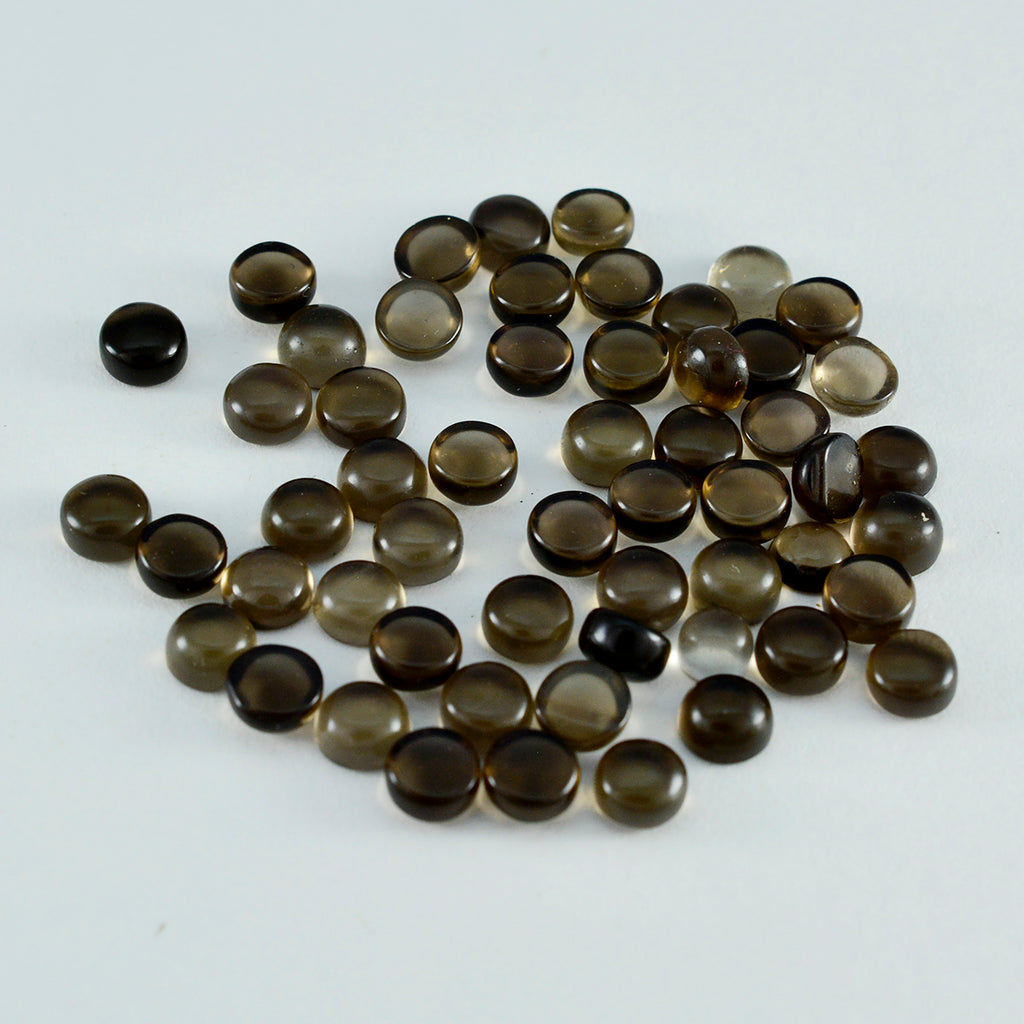 Smoky Quartz 10PC Tiny 3x3 MM Round Cabochon Brown Luster semi Precious Precious Gemstone