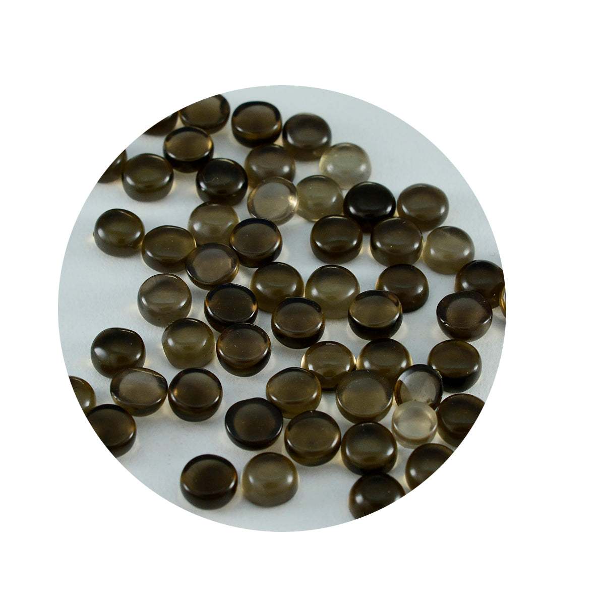 Smoky Quartz 10PC Tiny 4x4 MM Round Cabochon Brown Lustrous semi Precious Gems Secundaire afbeelding