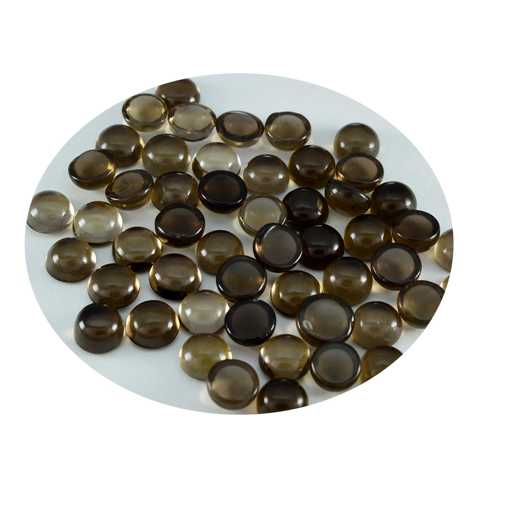 Smoky Quartz 10PC Tiny 5x5 MM Round Cabochon Brown Shine semi Precious Loose Gems