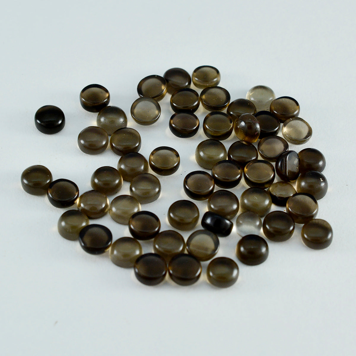 Smoky Quartz 10PC Tiny 4x4 MM Round Cabochon Brown Lustrous semi Precious Gems Hoofdafbeelding