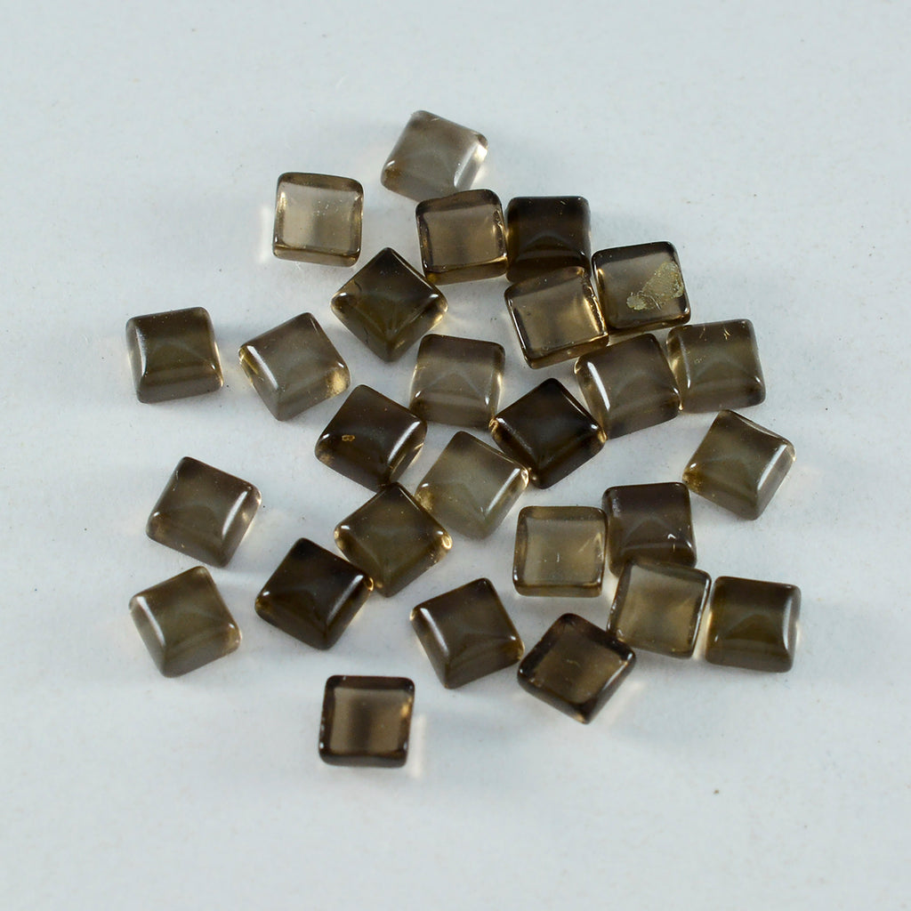 Smoky Quartz 10PC Tiny 4x4 MM Square Cabochon Brown Polished semi Precious Precious Gemstone