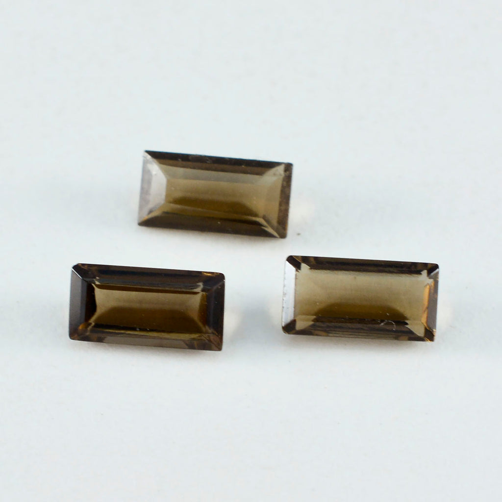 Smoky Quartz 1PC Medium 7x14 MM Baguette Faceted Brown Fiery Semi Precious Loose Gemstone