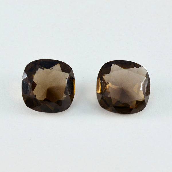 Smoky Quartz 1PC Large 10x10 MM Cushion Faceted Brown Shine Semi Precious Loose Gemstones