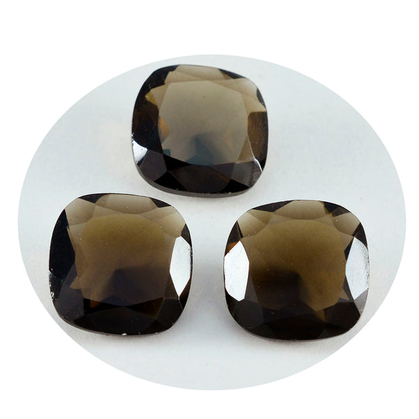 Smoky Quartz 1PC Large 12x12 MM Cushion Faceted Brown High Quality Semi Precious Loose Gems