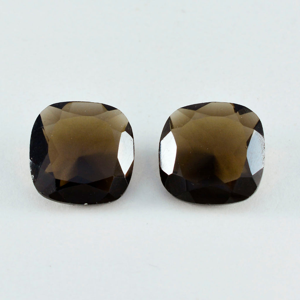 Smoky Quartz 1PC Chunky 13x13 MM Cushion Faceted Brown Natural Semi Precious Loose Gemstone
