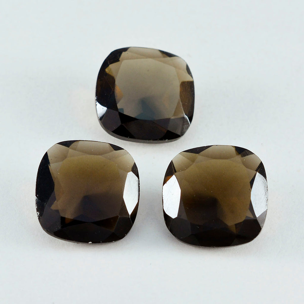 Smoky Quartz 1PC Chunky 13x13 MM Cushion Faceted Brown Natural Semi Precious Loose Gemstone