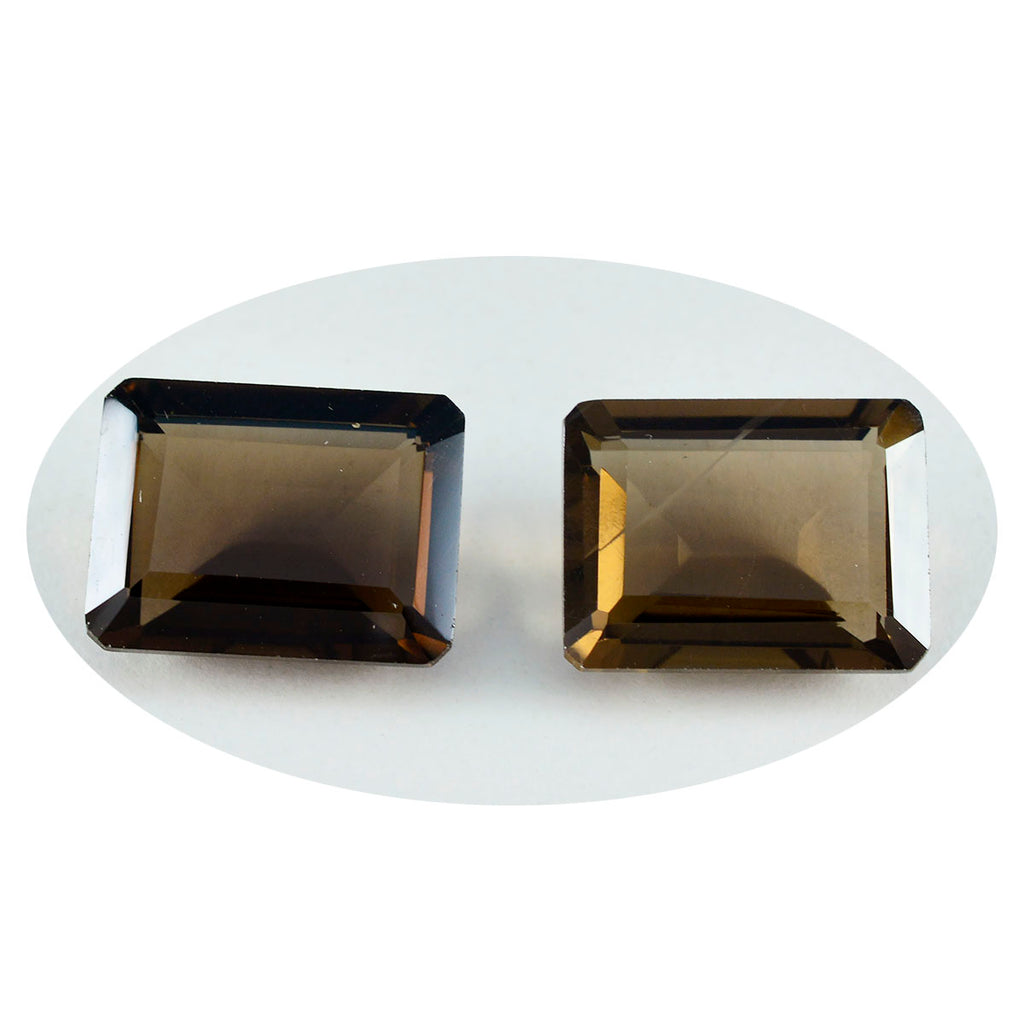 Smoky Quartz 1PC Large 10x12 MM Emerald Faceted Brown Superior Semi Precious Loose Gemstone