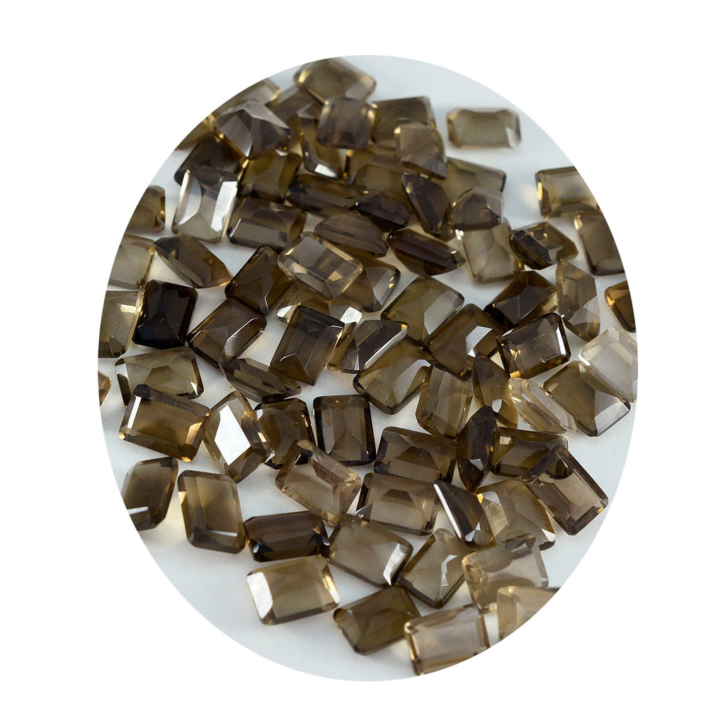 Smoky Quartz 10PC Tiny 3x5 MM Emerald Faceted Brown Sparkling Semi Precious Gems