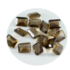 Smoky Quartz 10PC Tiny 4x6 MM Emerald Faceted Brown Polished Semi Precious Loose Gems