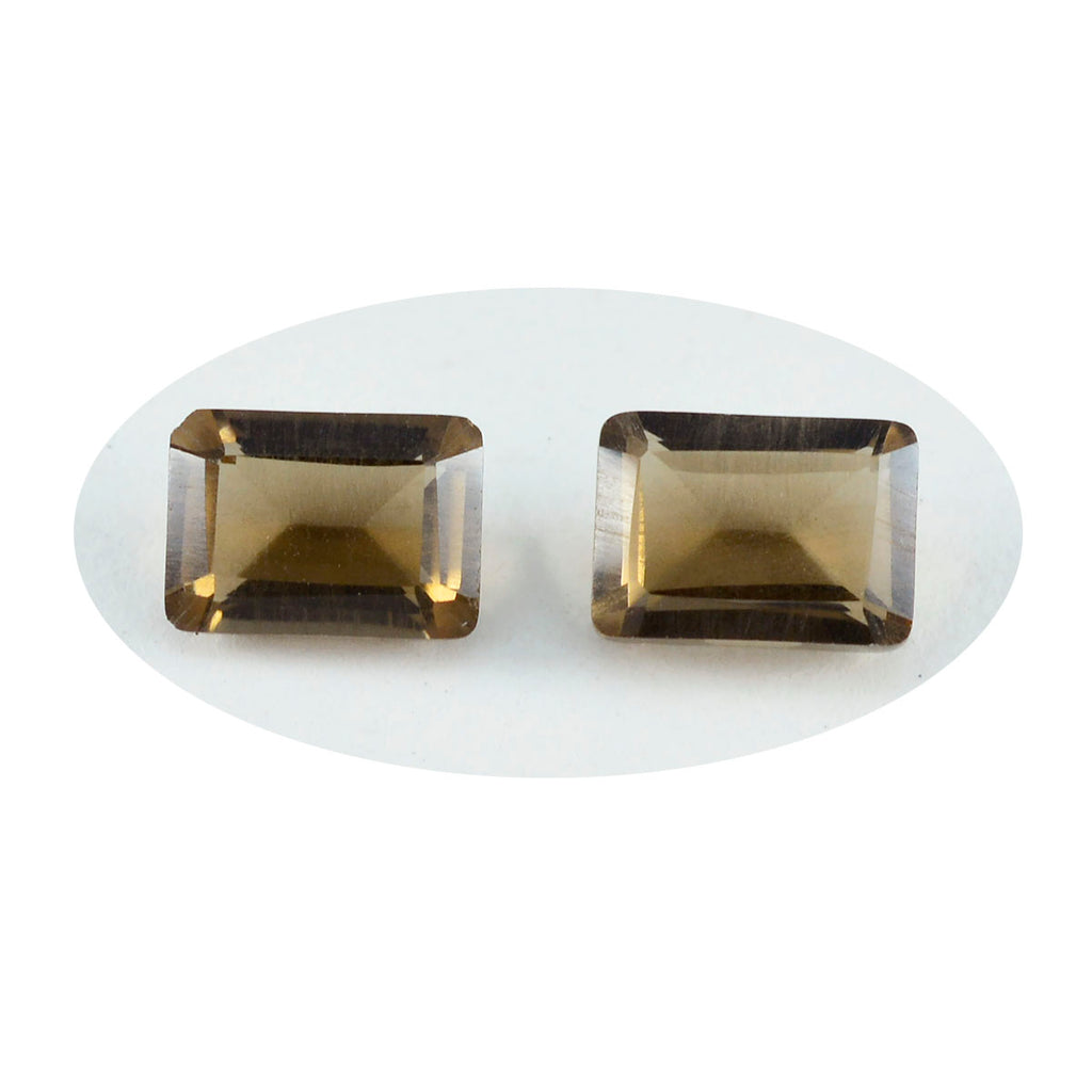 Smoky Quartz 1PC Small 6x8 MM Emerald Faceted Brown Luster Semi Precious Loose Gemstones