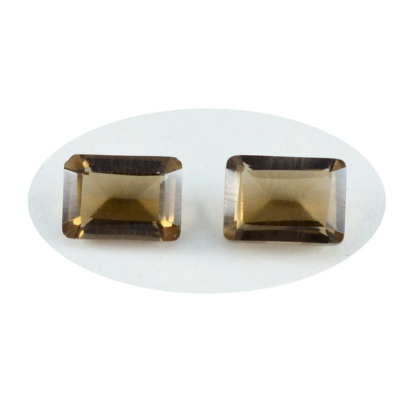 Smoky Quartz 1PC Small 6x8 MM Emerald Faceted Brown Luster Semi Precious Loose Gemstones