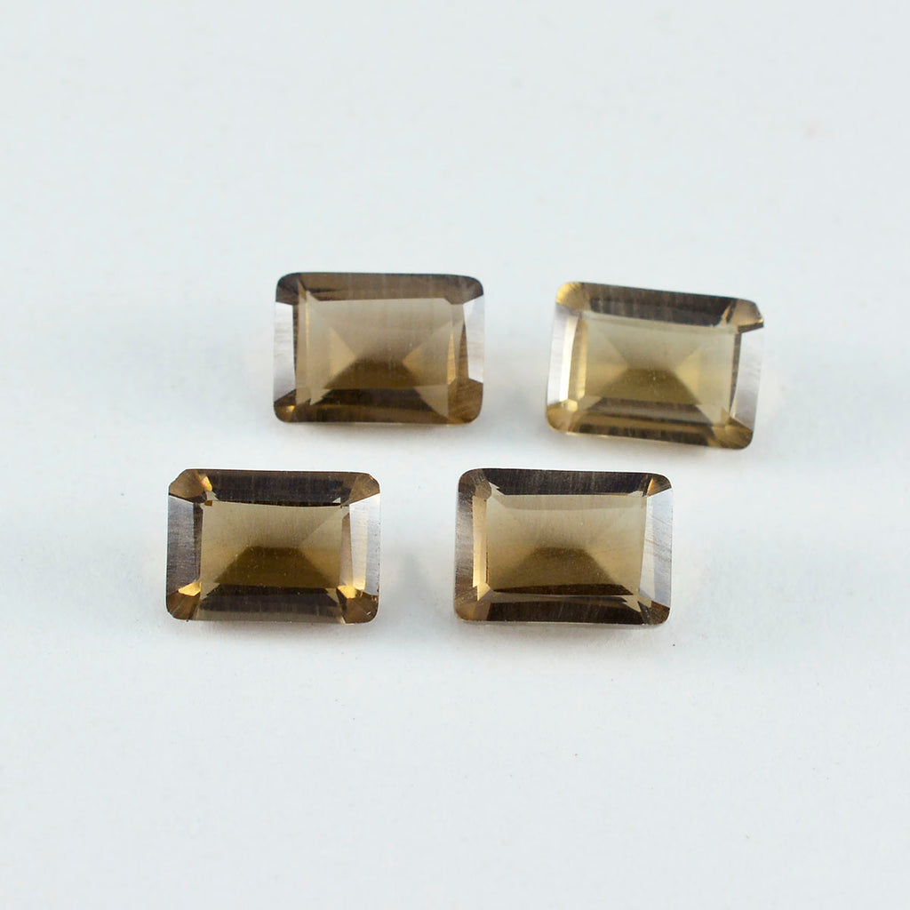 Smoky Quartz 1PC Small 6x8 MM Emerald Faceted Brown Luster Semi Precious Loose Gemstones