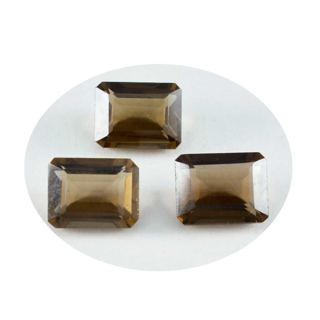 Smoky Quartz 1PC Small 7x9 MM Emerald Faceted Brown Shine Semi Precious Loose Gems