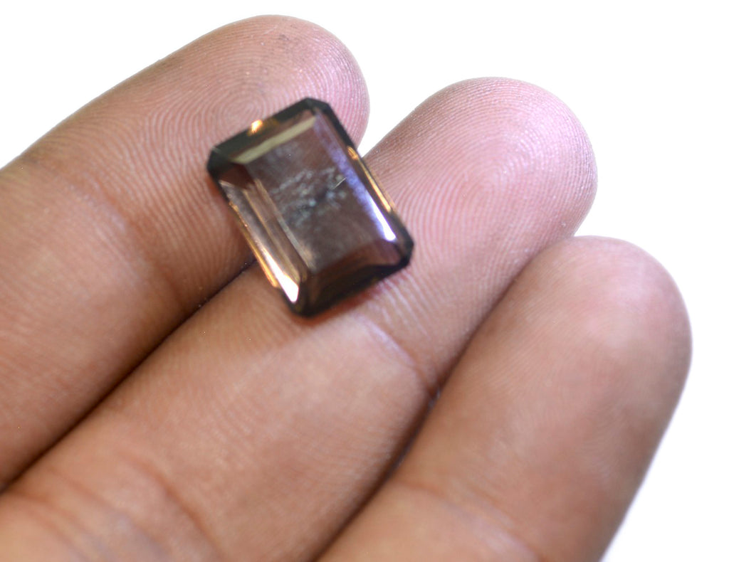 Rauchquarz 1PC Groß 10x14 MM Smaragd Facettiert Braun Reine Halbedelsteine Lose Edelsteine