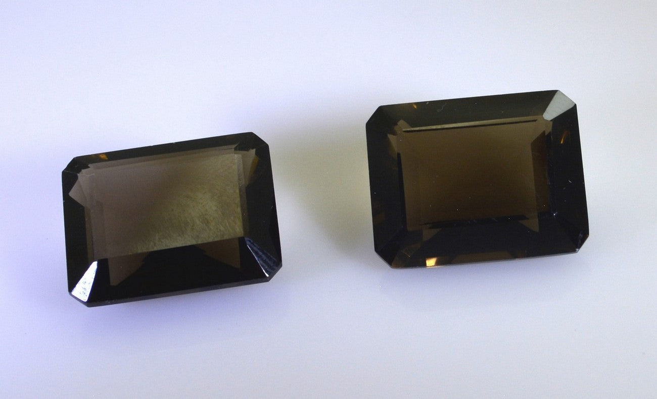 Smoky Quartz 1PC Chunky 12x16 MM Emerald Faceted Brown Fiery Semi Precious Gems Hoofdafbeelding