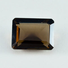 Smoky Quartz 1PC Chunky 12x16 MM Emerald Faceted Brown Fiery Semi Precious Gems