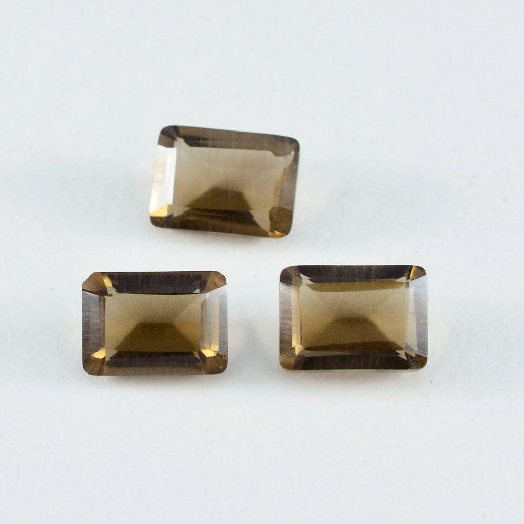 Smoky Quartz 1PC Small 6x8 MM Emerald Faceted Brown Luster Semi Precious Loose Gemstones