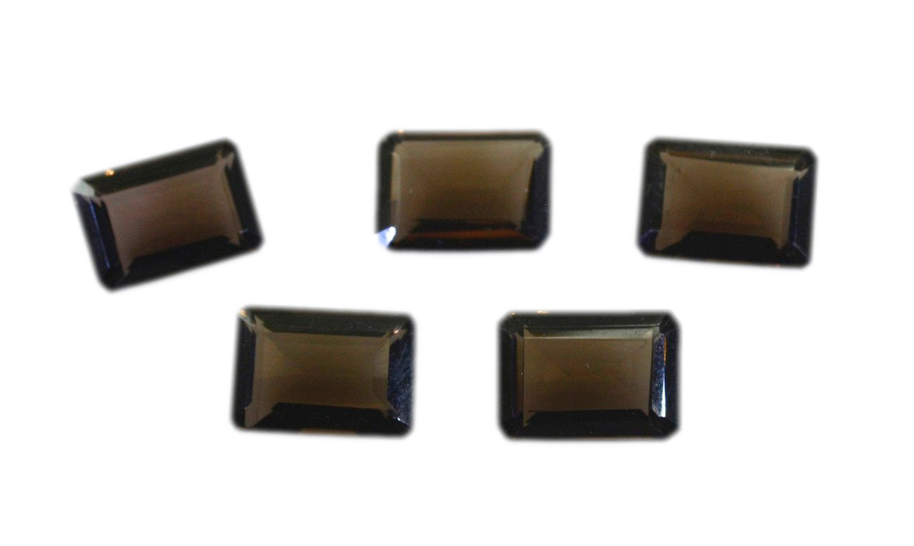 Smoky Quartz 1PC Small 6x8 MM Emerald Faceted Brown Luster Semi Precious Loose Gemstones