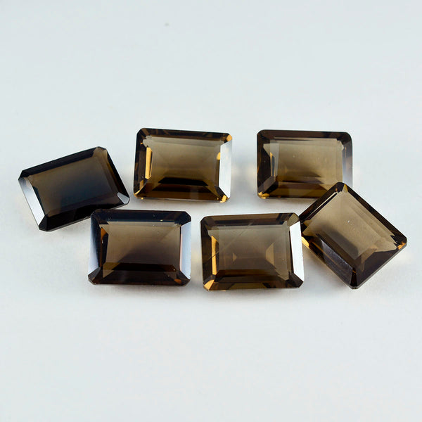 Smoky Quartz 1PC Small 6x9 MM Emerald Faceted Brown Lustrous Semi Precious Gems