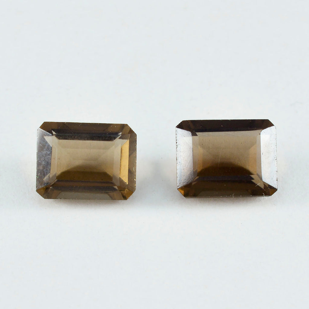 Smoky Quartz 1PC Small 7x9 MM Emerald Faceted Brown Shine Semi Precious Loose Gems