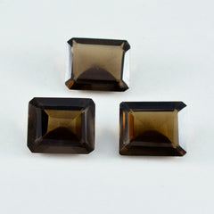 Smoky Quartz 1PC Medium 8x10 MM Emerald Faceted Brown High Quality Semi Precious Loose Gemstones
