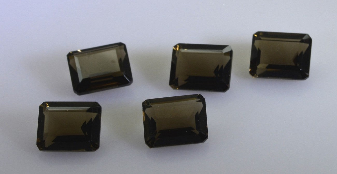 Smoky Quartz 1PC Large 8x12 MM Emerald Faceted Brown Genuine Semi Precious Loose Gems