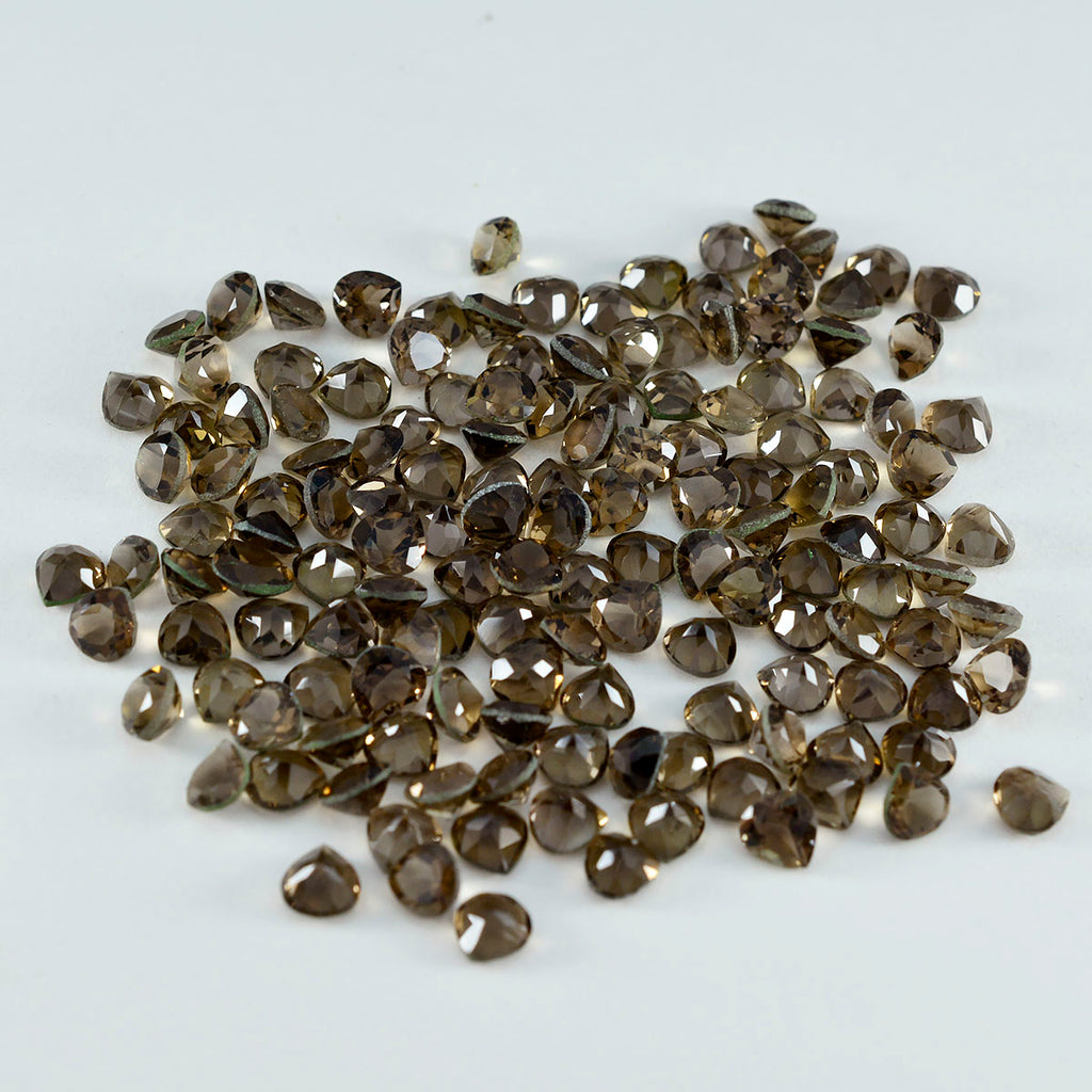 Smoky Quartz 10PC Tiny 4x4 MM Heart Faceted Brown Brilliant Semi Precious Loose Gems