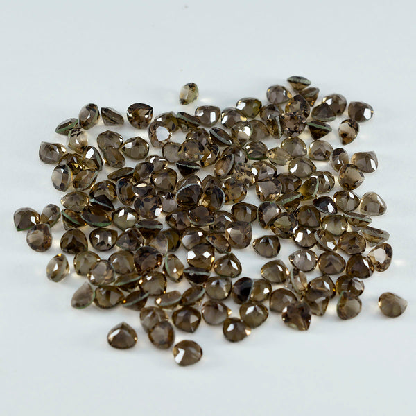 Smoky Quartz 10PC Tiny 4x4 MM Heart Faceted Brown Brilliant Semi Precious Loose Gems