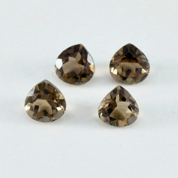 Smoky Quartz 1PC Tiny 6x6 MM Heart Faceted Brown Polished Semi Precious Loose Gemstones
