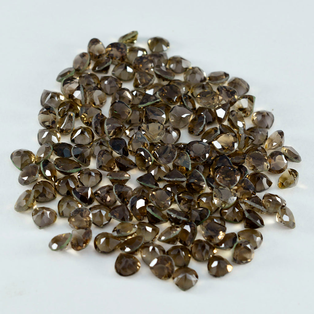 Smoky Quartz 10PC Tiny 3x3 MM Heart Faceted Brown Fiery Semi Precious Gems