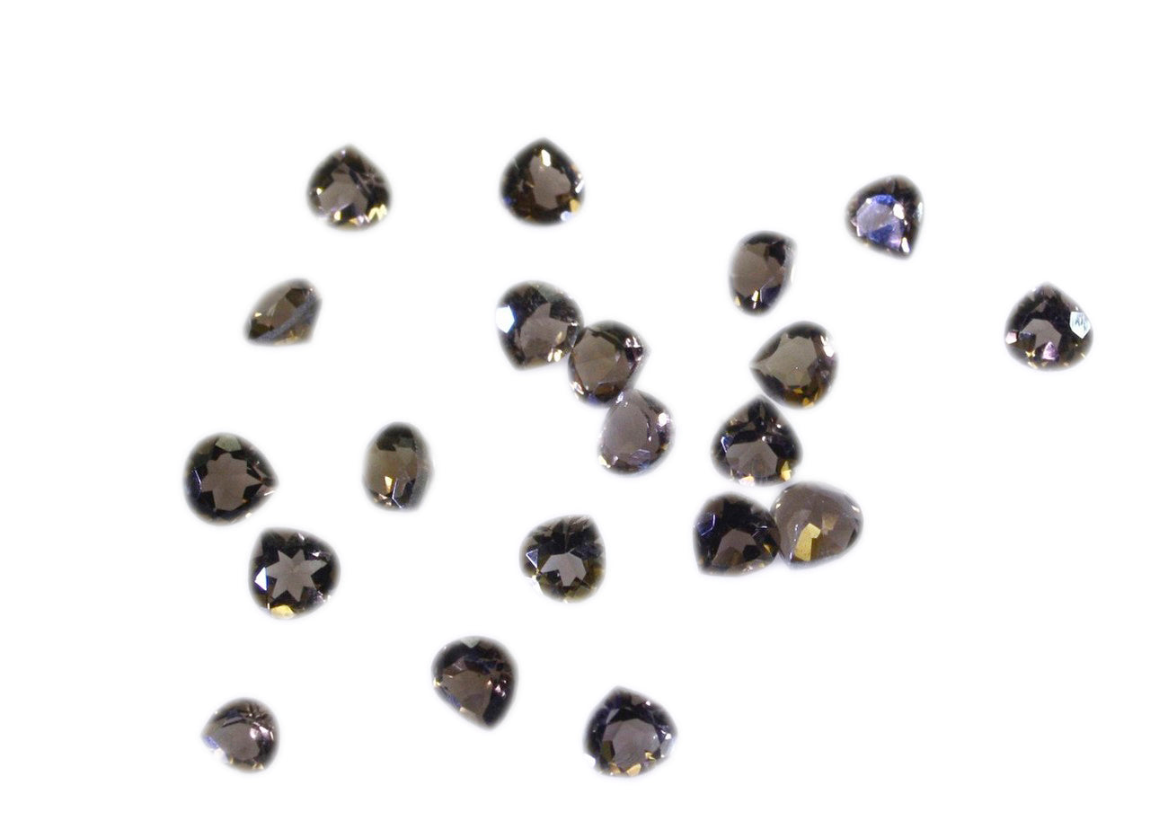 Smoky Quartz 10PC Tiny 4x4 MM Heart Faceted Brown Brilliant Semi Precious Loose Gems