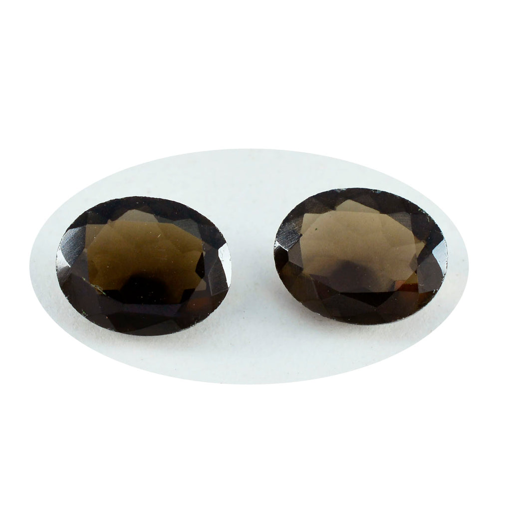 Smoky Quartz 1PC Large 10x12 MM Oval Faceted Brown Fiery Semi Precious Loose Gemstone